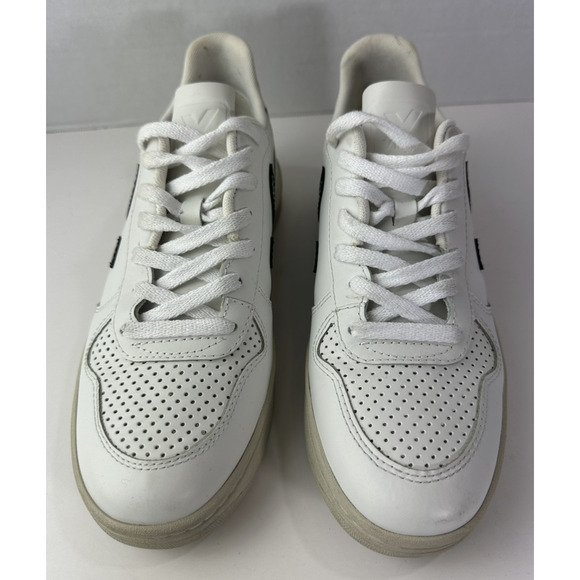 Veja Women’s Sneakers White Leather Black V Logo Lace Up Shoes Size EU 40 US 9 - Picture 6 of 12